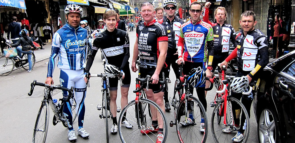 Bicycle tour group in Hanoi, Vietnam